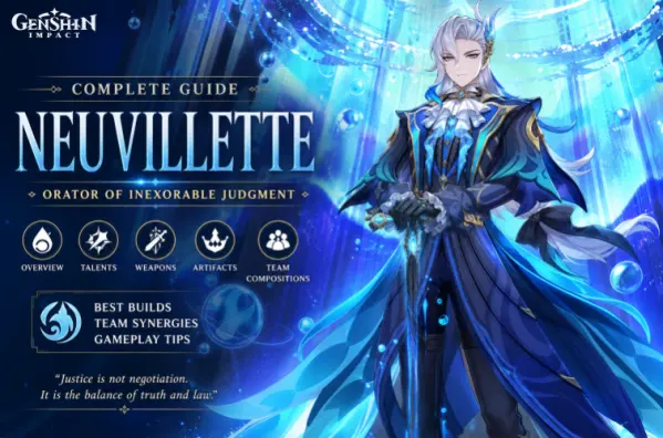 Neuvillette Genshin Impact 빌드 가이드 – 최고의 성유물, 무기 및 파티 구성