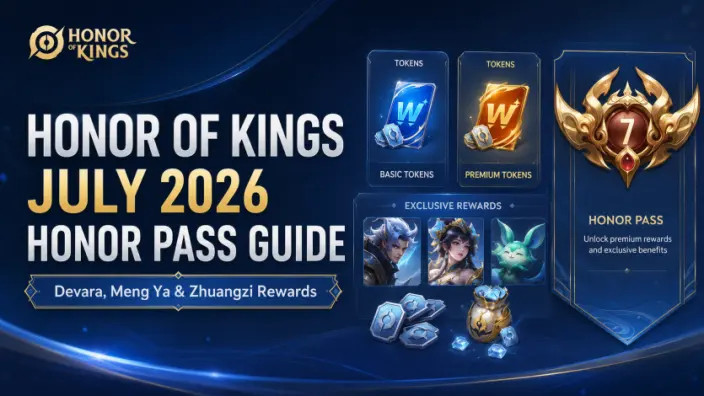 Honor of Kings 2026년 7월 Honor Pass 가이드: Devara, Meng Ya 및 Zhuangzi 보상