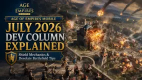 شرح عمود المطور لشهر يوليو 2026 في Age of Empires Mobile: آليات الدرع ونصائح لساحة المعركة المقفرة