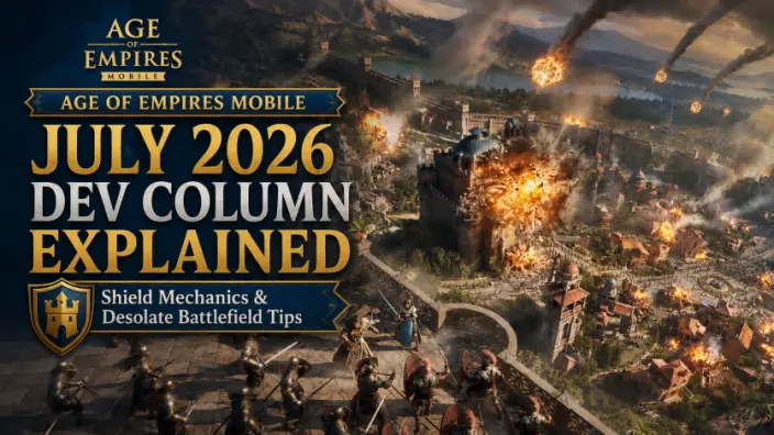 Age of Empires Mobile 2026년 7월 개발자 칼럼 해설: 방패 메커니즘 및 황량한 전장 팁