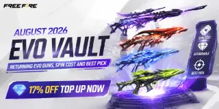 Free Fire Evo Vault augustus 2026: terugkerende Evo-wapens, spin-kosten en beste keuze