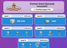 MONOPOLY GO Looney Tunes 合作伙伴奖励:如何获得 5,000 个骰子和 Tweety 棋子