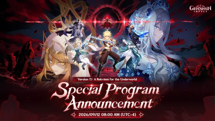 Plakat programu specjalnego Genshin Impact 7.1 zapowiada Tsaritsę, Dainsleifa i Cztery Cienie