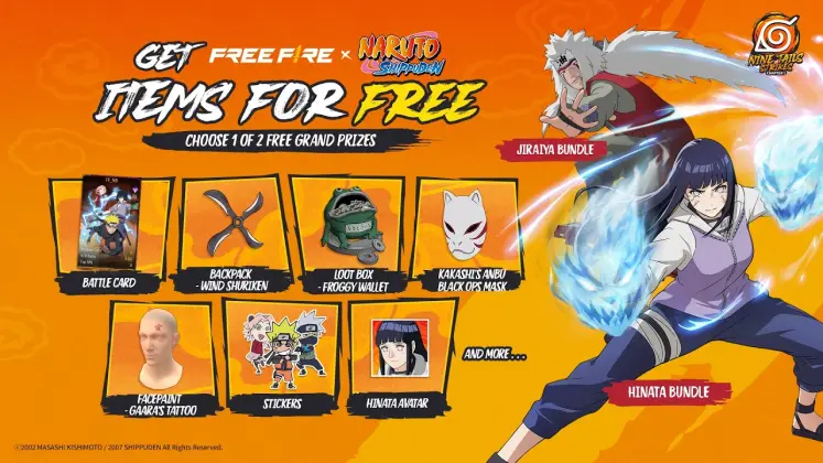Free Fire x Naruto 2026: Hinata oder Jiraiya kostenlos erhalten