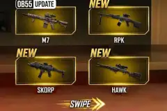 A redefinição das armas de Free Fire em 1º de outubro pode acabar com seu loadout favorito: M7, Skorp, RPK e Hawk